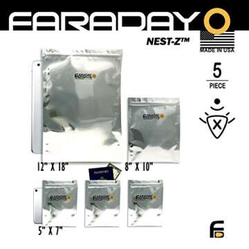 Faraday Defense 5pc Kit NEST-Z Faraday Bag EMP/Solar-Flare Prepper Ultra Thick - Military Grade Desi...