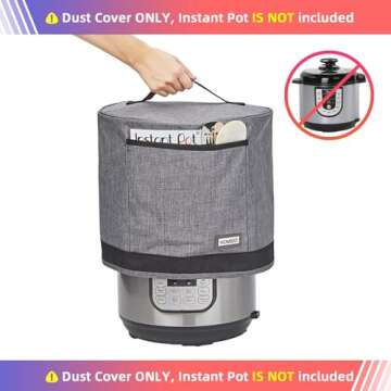 HOMEST Dust Cover with Pockets for Instant Pot 6 Quart, Insulated Pressure Cooker Case with Easy to Clean Lining, Grey