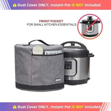 HOMEST Dust Cover with Pockets for Instant Pot 6 Quart, Insulated Pressure Cooker Case with Easy to Clean Lining, Grey