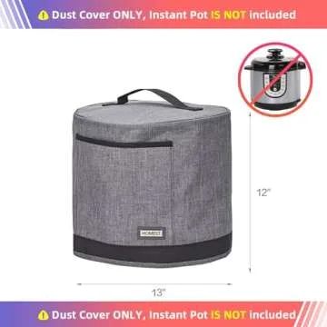 HOMEST Dust Cover with Pockets for Instant Pot 6 Quart, Insulated Pressure Cooker Case with Easy to Clean Lining, Grey