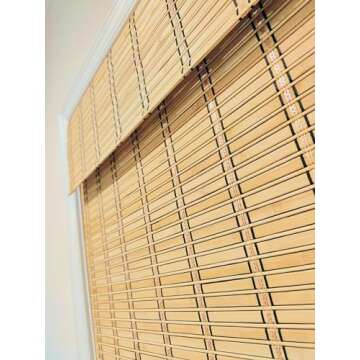 TJ Global Cordless Bamboo Window Blind Sun Shade, Light Filtering Roman Shades (Natural Bamboo, W42 X L64)