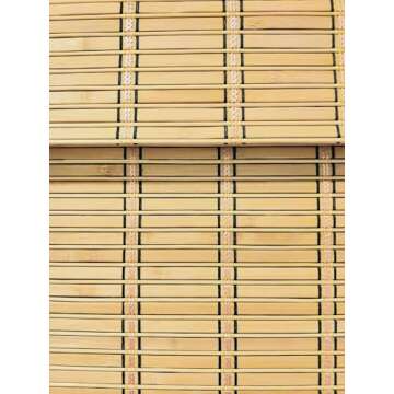 TJ Global Cordless Bamboo Window Blind Sun Shade, Light Filtering Roman Shades (Natural Bamboo, W42 X L64)