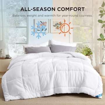 Bedsure Comforters King Size - Duvet Insert Contrast Down Alternative Comforter Quilted All Season Duvet with 8 Tabs, Machine Washable, Gifts for Women, White, King 90 x 102 Inches