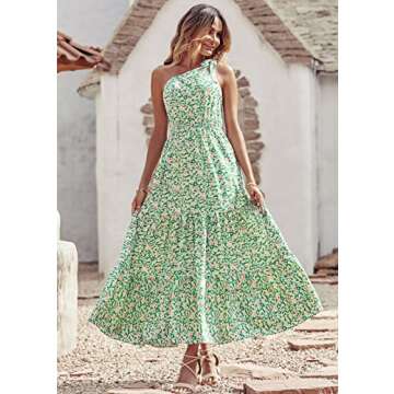 Elegant PRETTYGARDEN Women's Floral Maxi Dress One Shoulder Summer Style