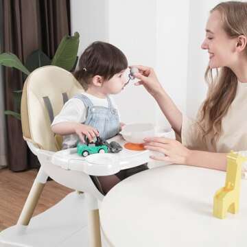 Gofirst 6 in 1 Baby High Chair,Convertible High Chairs for Babies and Toddlers/Booster Seat/Table and Chair Set,Baby Feeding Chair/5-Point Harness,4-Position Removable Tray&PU Cushion Baby Highchair