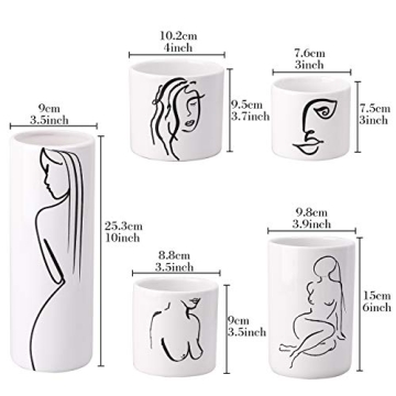 Stylish Modern Ceramic Vase Set of 5 for Home Decor