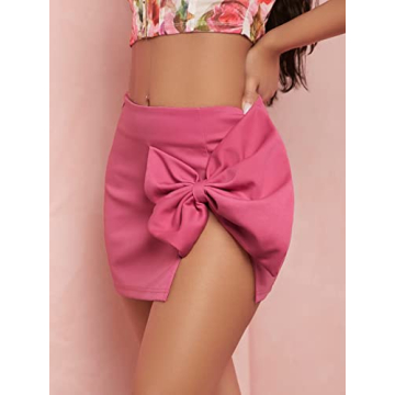 OYOANGLE Women's Bow Front Mini Skirt for Every Occasion