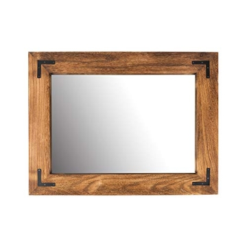 YOSHOOT Rustic Wooden Framed Wall Mirror - 32" x 24"