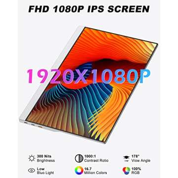 EVARY Portable Monitor, 15.6 Inch, Full HD, 1080P, IPS, USB C, HDMI Second External Monitor for Laptop, Desktop, MacBook, Phones, Tablet, PS5/4, Built-in Speaker with Protective Case, Black