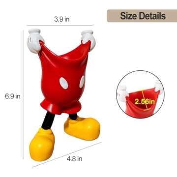 FUEMEILY Cute Mouse Pen Holder for Desk, Cartoon Mouse Vase Makeup Brush Holder, Birthday Party Supp...
