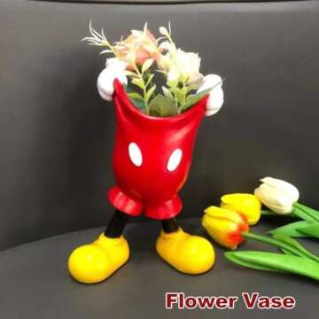 FUEMEILY Cute Mouse Pen Holder for Desk, Cartoon Mouse Vase Makeup Brush Holder, Birthday Party Supplies Gift for Home Decoration