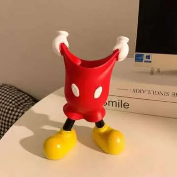 FUEMEILY Cute Mouse Pen Holder for Desk, Cartoon Mouse Vase Makeup Brush Holder, Birthday Party Supplies Gift for Home Decoration