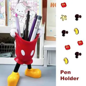FUEMEILY Cute Mouse Pen Holder for Desk, Cartoon Mouse Vase Makeup Brush Holder, Birthday Party Supplies Gift for Home Decoration