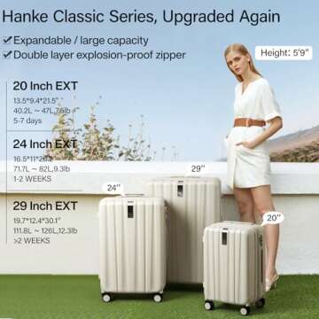 Hanke Expandable Hard Shell Luggage Sets 2 piece Carry On Luggage with Wheels Suitcases Lightweight ...