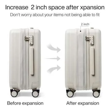 Hanke Expandable Hard Shell Luggage Sets 2 piece Carry On Luggage with Wheels Suitcases Lightweight Checked Tsa Luggage Rolling Large Suitcase Travel Luggage Bag Woman Men 20/29 Inch(Ivory White)