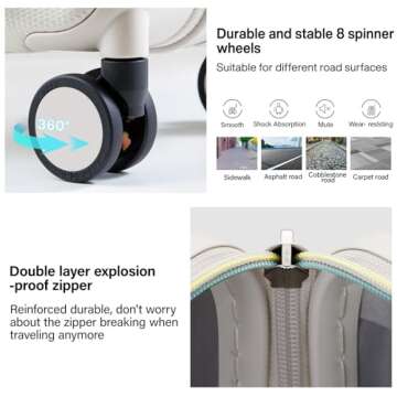 Hanke Expandable Hard Shell Luggage Sets 2 piece Carry On Luggage with Wheels Suitcases Lightweight Checked Tsa Luggage Rolling Large Suitcase Travel Luggage Bag Woman Men 20/29 Inch(Ivory White)