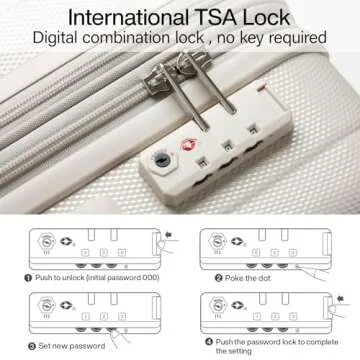 Hanke Expandable Hard Shell Luggage Sets 2 piece Carry On Luggage with Wheels Suitcases Lightweight Checked Tsa Luggage Rolling Large Suitcase Travel Luggage Bag Woman Men 20/29 Inch(Ivory White)