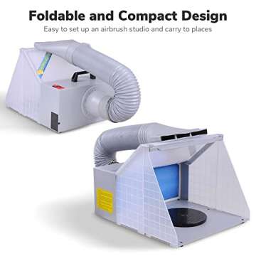 AW Airbrush Spray Booth Kit with Dual Action Airbrush LED Light 0.3mm Hose Painting