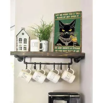 ALKB Funny Cat Poster Retro Metal Sign for Garage Bar Man Cave Wall Decoration 8x12 Inch - Let Me Pour You A Tall Glass of Get Over It