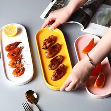 Simple Style Ceramic Sink Tray - Bathroom and Kitchen Counter Tray (Black)