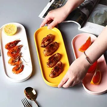 Simple Style Ceramic Sink Tray - Bathroom and Kitchen Counter Tray (Black)