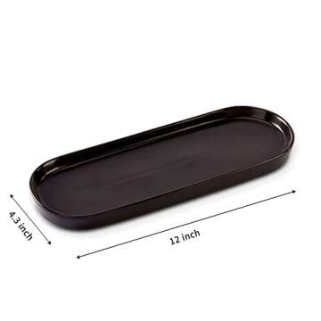 Simple Style Ceramic Sink Tray - Bathroom and Kitchen Counter Tray (Black)