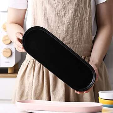 Simple Style Ceramic Sink Tray - Bathroom and Kitchen Counter Tray (Black)
