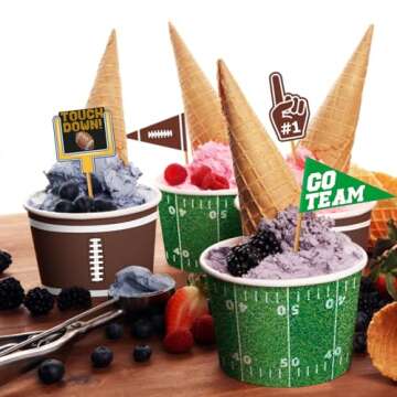 Gatherfun Football Party Supplies Kit for 50 Guests - Football Snack Cups - for Football Birthday and Tailgate Party Decorations