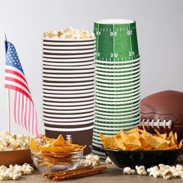 Gatherfun Football Party Supplies Kit for 50 Guests - Football Snack Cups - for Football Birthday and Tailgate Party Decorations