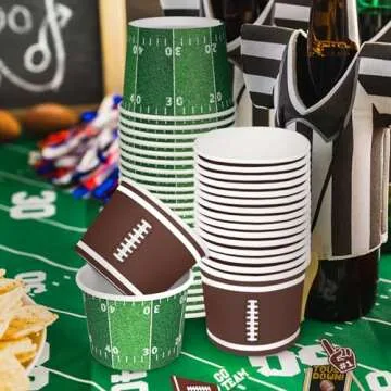 Gatherfun Football Party Supplies Kit for 50 Guests - Football Snack Cups - for Football Birthday and Tailgate Party Decorations