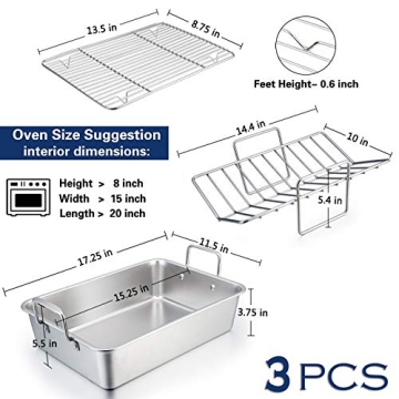 16” Stainless Steel Roasting Pan Set with Racks