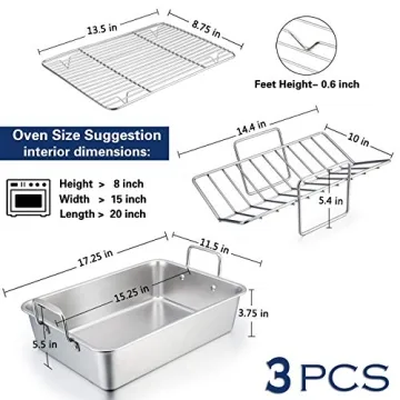 16” Stainless Steel Roasting Pan Set with Racks