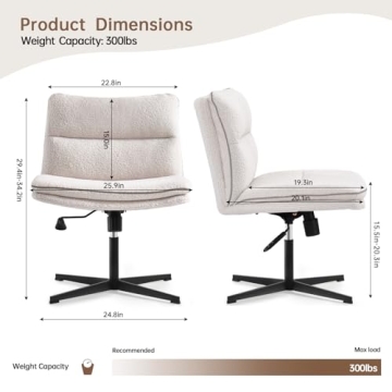 Stylish EMIAH Armless Office Chair - Comfort Meets Elegance
