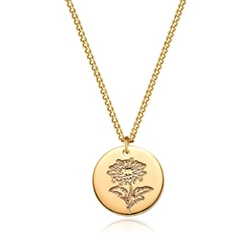 18K Gold November Chrysanthemum Birth Flower Necklace