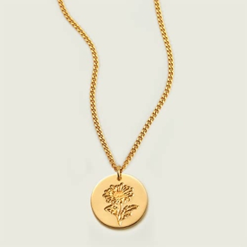 18K Gold November Chrysanthemum Birth Flower Necklace