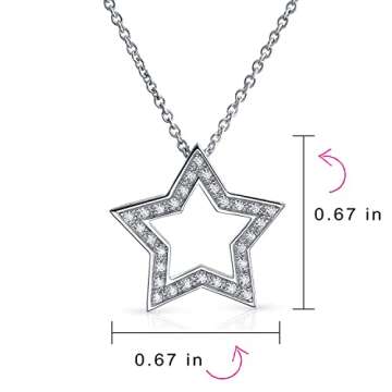 Cubic Zirconia Celestial Star Pendant Necklace for Women