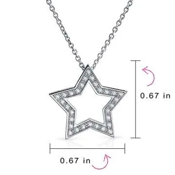 Cubic Zirconia Celestial Star Pendant Necklace for Women