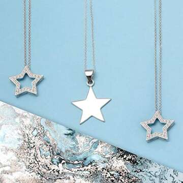 Cubic Zirconia Celestial Star Pendant Necklace for Women