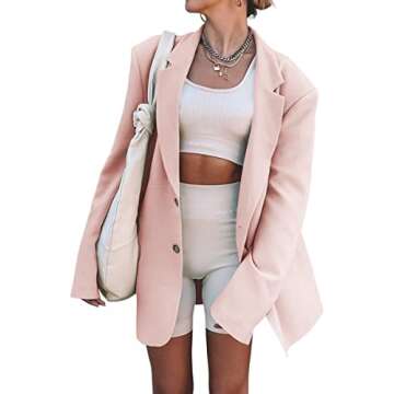 Grlasen Women Casual Elegant Long Sleeve Oversized Lapel Blazers Open Front Solid Work Office Jacket...