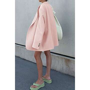 Grlasen Women Pink Oversized Lapel Blazer for Work