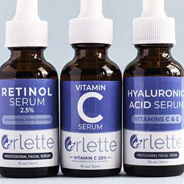 Orlette Hyaluronic Acid Serum for Face with Vitamin C-E, Anti-Aging Hylarounic Acid Serum Improve Hydration and Face Plump, Moisturizing Hyloranic Acid Serum Reduces Fine Line, Wrinkle and Acne Scars