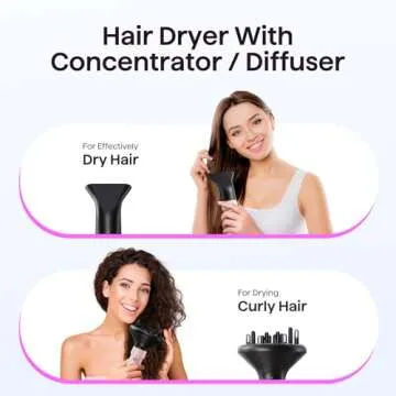 Wavytalk Hair Dryer Brush Set, 5-in-1 Blow Dryer Brush with Oval Blowout Brush, Blowout Thermal Brush, Paddle Brush, Concentrator and Diffuser for Fast Drying and Styling in One Step, Pink