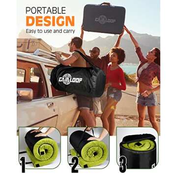 Gaialoop Thick Memory Foam Camping Mattress Sleeping Pad [Car/Tent/Cot] 3 Inch Portable Floor Play Mat Roll Up Mattress for Guests Kids Adults Sleepover Travel [Cot: 72 * 24 * 3"]