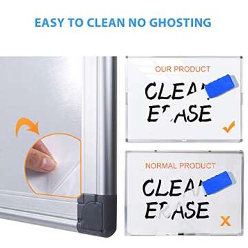 Mobile White Board, Large Rolling Whiteboard Double Sided Mobile Whiteboard Magnetic Dry Erase Board Aluminum Frame Standing Whiteboard on Wheels 45 x 34 inches