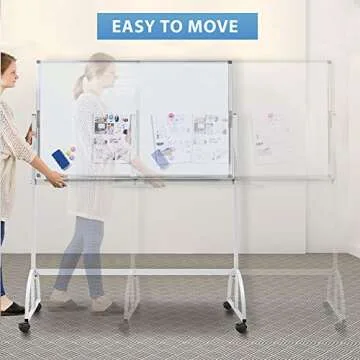 Mobile White Board, Large Rolling Whiteboard Double Sided Mobile Whiteboard Magnetic Dry Erase Board Aluminum Frame Standing Whiteboard on Wheels 45 x 34 inches