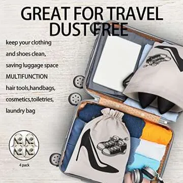 Dmoera Eco-Friendly 4 Pack Shoe Bags for Travel Organizing