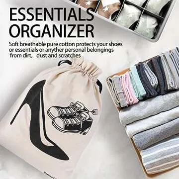 Dmoera Eco-Friendly 4 Pack Shoe Bags for Travel Organizing