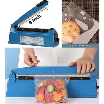 Yeler 8 Inch Impulse Heat Sealer, Manual Poly Machine for Plastic Bags PE PP Bags with Extra Replace Element Grip