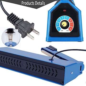 Yeler 8 Inch Impulse Heat Sealer, Manual Poly Machine for Plastic Bags PE PP Bags with Extra Replace Element Grip