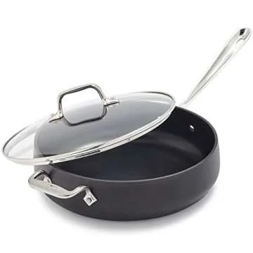 All-Clad HA1 Hard Anodized Nonstick Sauté Pan 4 Quart Induction Oven Broiler Safe 500F Pots and Pans, Cookware Black
